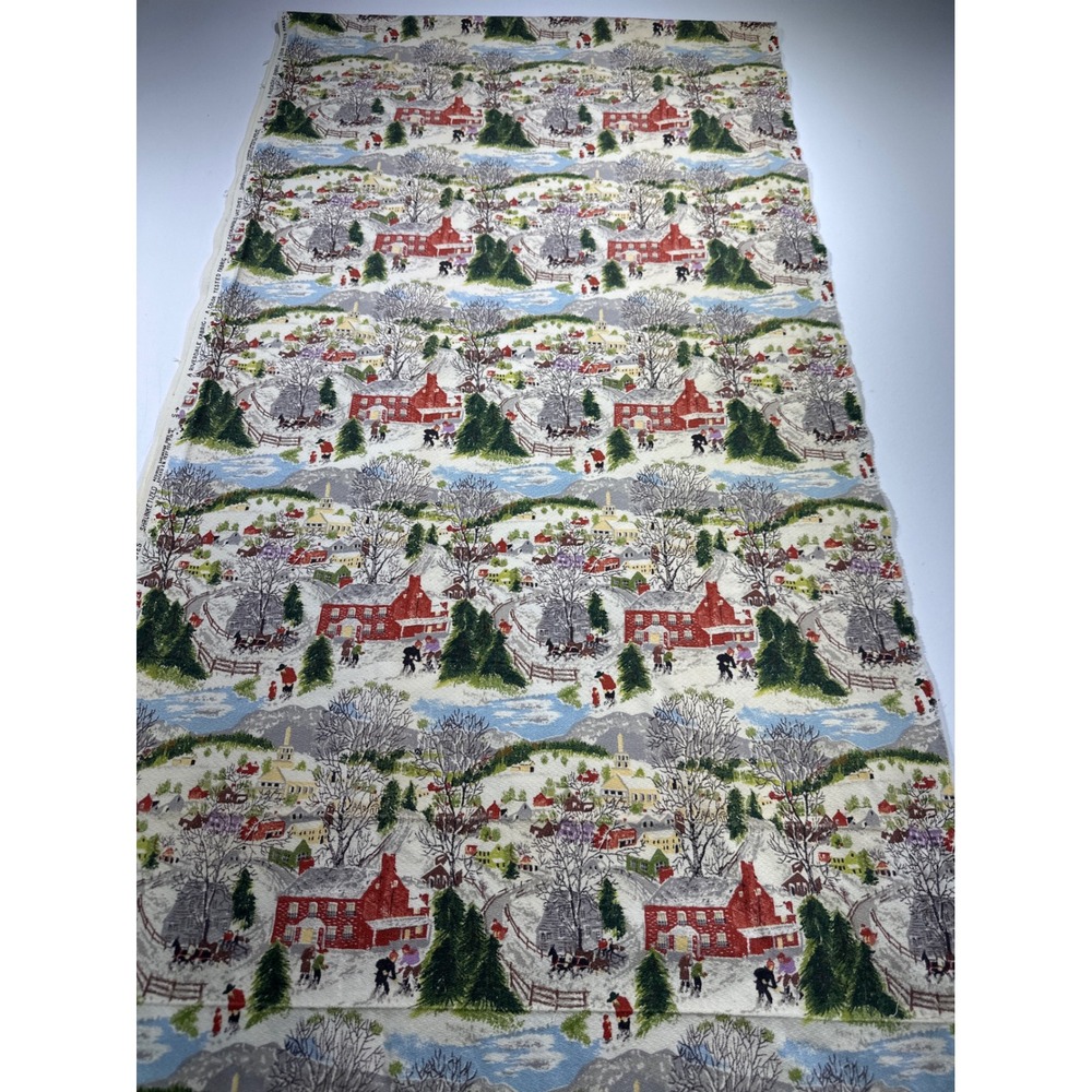 Vintage Riverdale  Grandma Moses, Deep Snow, cotton textile84x22
